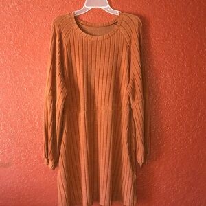 Women's Ribbed Knit Dress - Orange